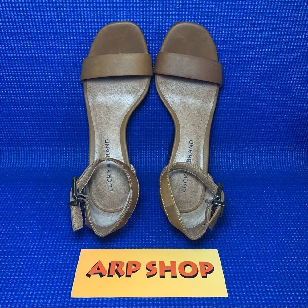 LUCKY BRAND LENORR Women`s Size 7.5 Tan Brown Platform Wedge Shoes - Picture 6 of 8